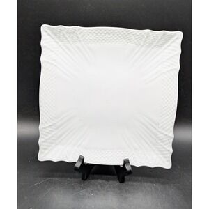 Richard Ginori Vecchio Ginori White Square Dinner Plate Scalloped Basketweave